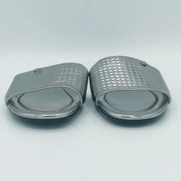 NWOB! JIMMY CHOO STEEL MIRRORED LEATHER SLIDES - Picture 7 of 7